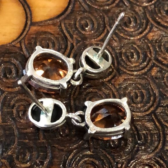 Stunning Faceted Golden Citrine Marcasite Sterling Silver Drop Earrings - Picture 9 of 11